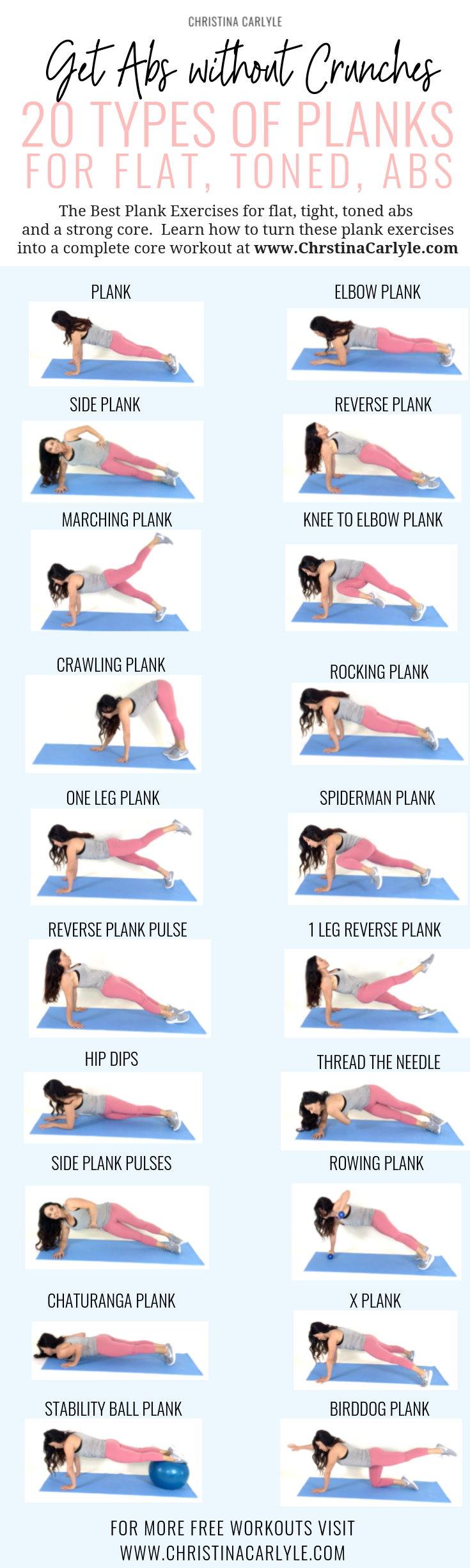 20 Planks for Abs - Plank Exercises & Benefits - Christina Carlyle