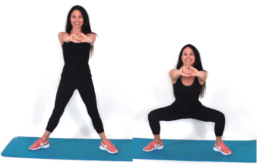 Plie Squat home exercise being done by Christina Carlyle