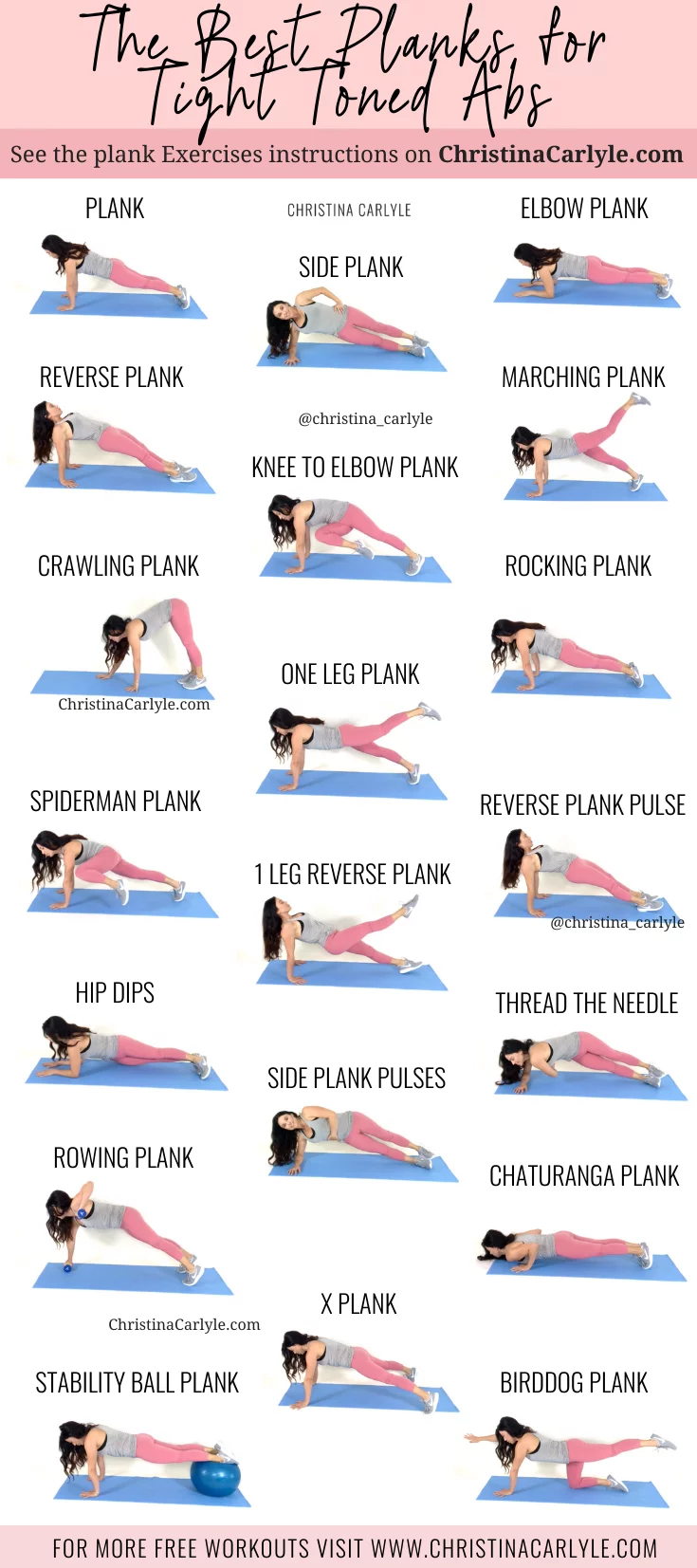 20 Planks for Abs - Plank Exercises & Benefits - Christina Carlyle